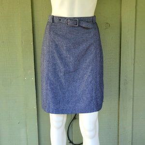 NWT BANANA REPUBLIC Blue Linen blend Denim Pencil Skirt w/Belt 6
